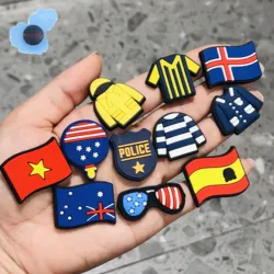 1Pcs Cartoon Sports US UK Clothes National Flag PVC DIY Wristband   Kids Shoe Accessories Shoes Charms X-Mas Gift