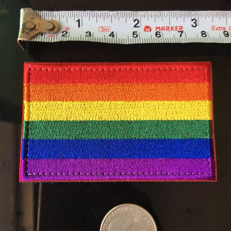 Pegatina de banderines de arco iris, parche bordado de Velcro LGBT, pegatina de tela