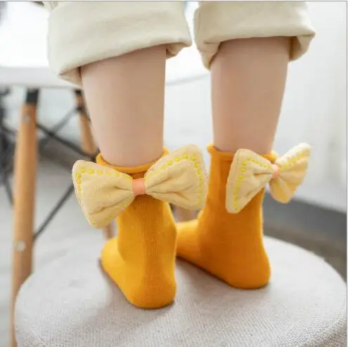 2020 spring and autumn children socks girls 1-8 years cotton bow curled baby socks