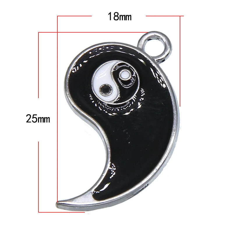 25sets/50pcs 25*18mm Couples Vintage Style Enamel  Yin Yang Gossip Charms Pendant For Necklace  Pendant Jewelry Accessories