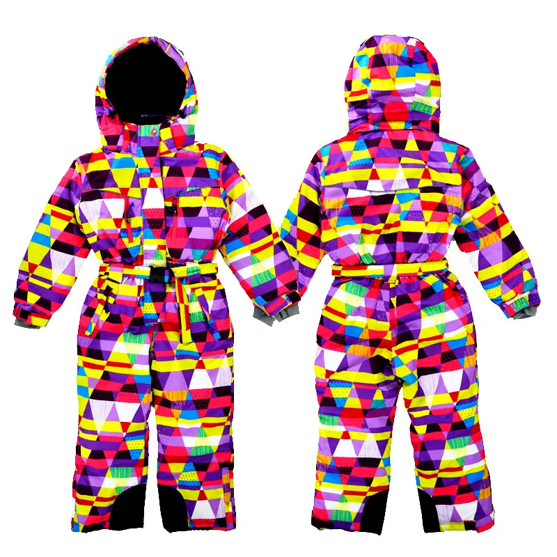 Children\'s winter outdoor one-piece ski suit windproof and snow-proof water plus velvet thickening snow ski equipment coverall