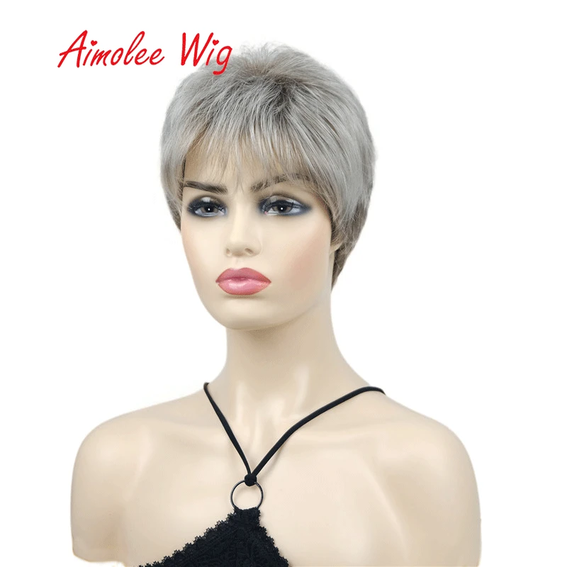 

Aimolee Short Hais Synthetic Shaggy Hairstyle Layered Natural Fashion Bangs Wigs for Women