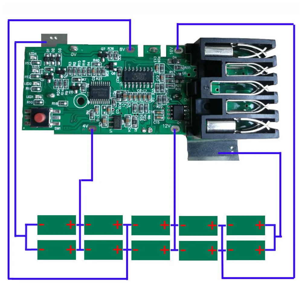 Circuito di protezione di ricarica della scheda PCB per accessori per parti di riparazione della batteria agli ioni di litio Milwaukee 18V