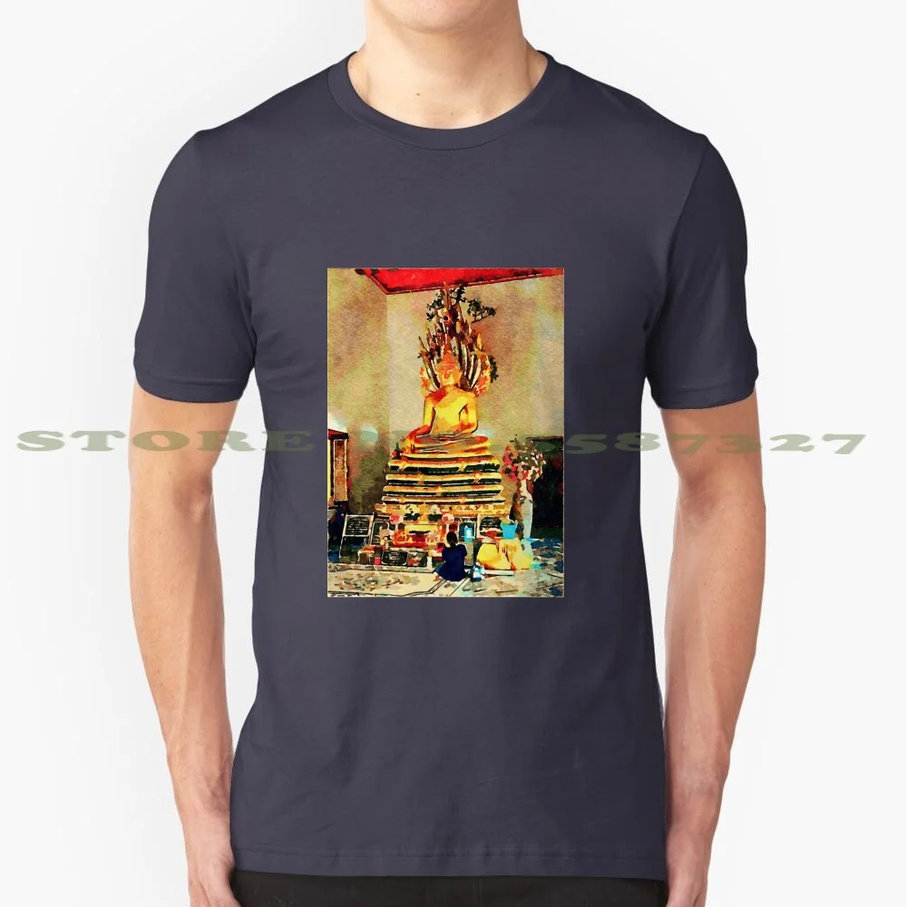 Buddhism * Praying 100% Cotton T-Shirt Buddhism Gift Ideas Meditation Buddhist Thailand Bangkok South East Asia Asian Temple