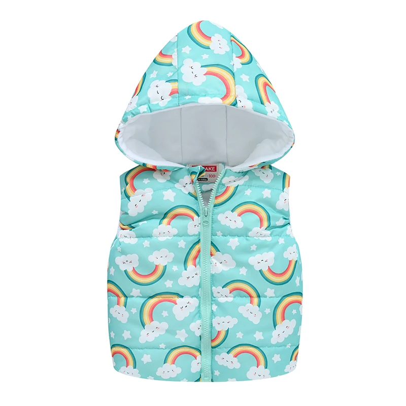 2 3 4 5 6 Years Girls Vest Spring Autumn Hooded Fashion Boys Jacket Sleeveless Zipper Cartoon Coat Princess Gifts Kids Clothes