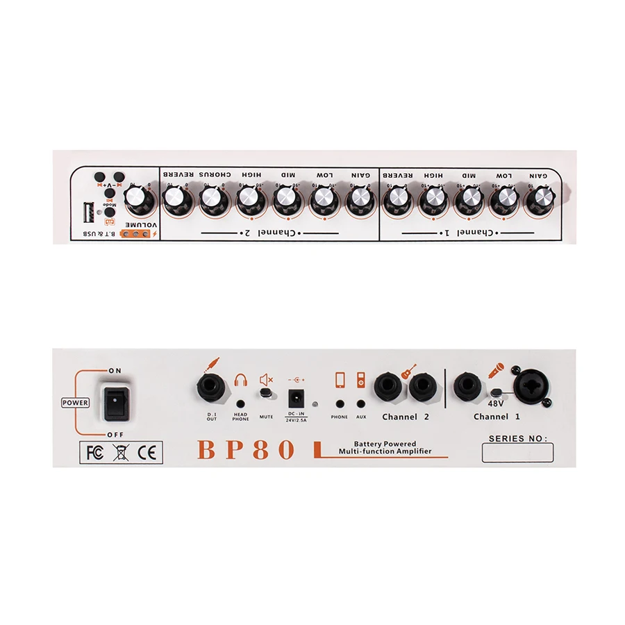 Coolmusic BP80 Electric Acoustic Guitar Amplifier fo Bass Sax Keyboard Bluetooth Speaker Rechargeable with Chorus Reverb Effects