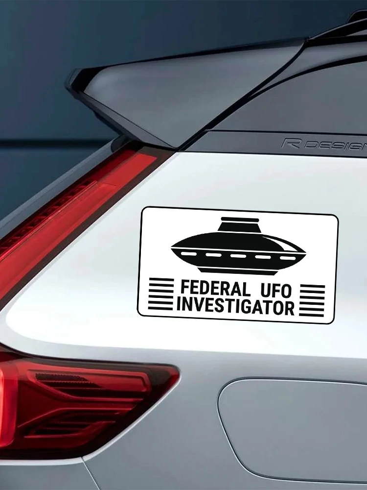 S40947# Various Sizes PVC Self-adhesive Decal Federal UFO Investigator Car Sticker Waterproof Auto Decors on Bumper Rear Window