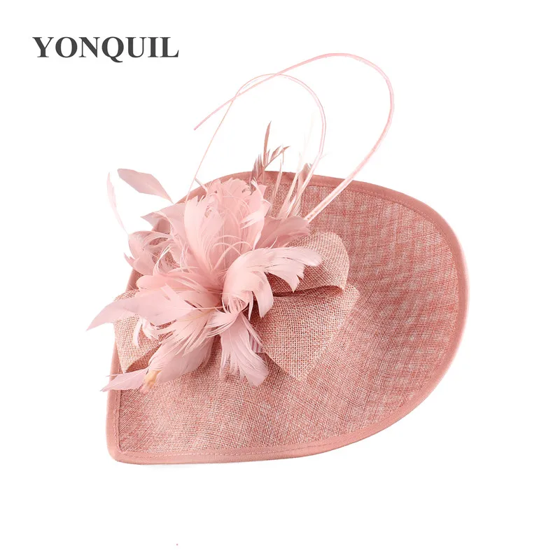 Chapeau de mariage rose chaud pour patients, Fascinateurs de banquet, fleur de plume de mariée, vêtements de sauna de mariage, cerceaux pour femmes