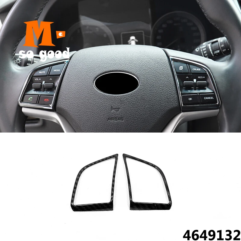 For Hyundai Tucson 2015 16 17 18 19 2020 ABS Carbon fibre Car Steering wheel Button Cover Trim Car Interior Moldings Accessories