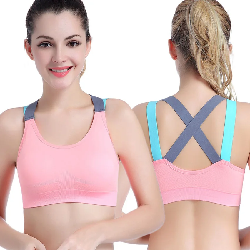 Reggiseno sportivo Push-Up adorabile XL per donna cinghie incrociate reggiseno da palestra comodo imbottito senza fili intimo Yoga abbigliamento