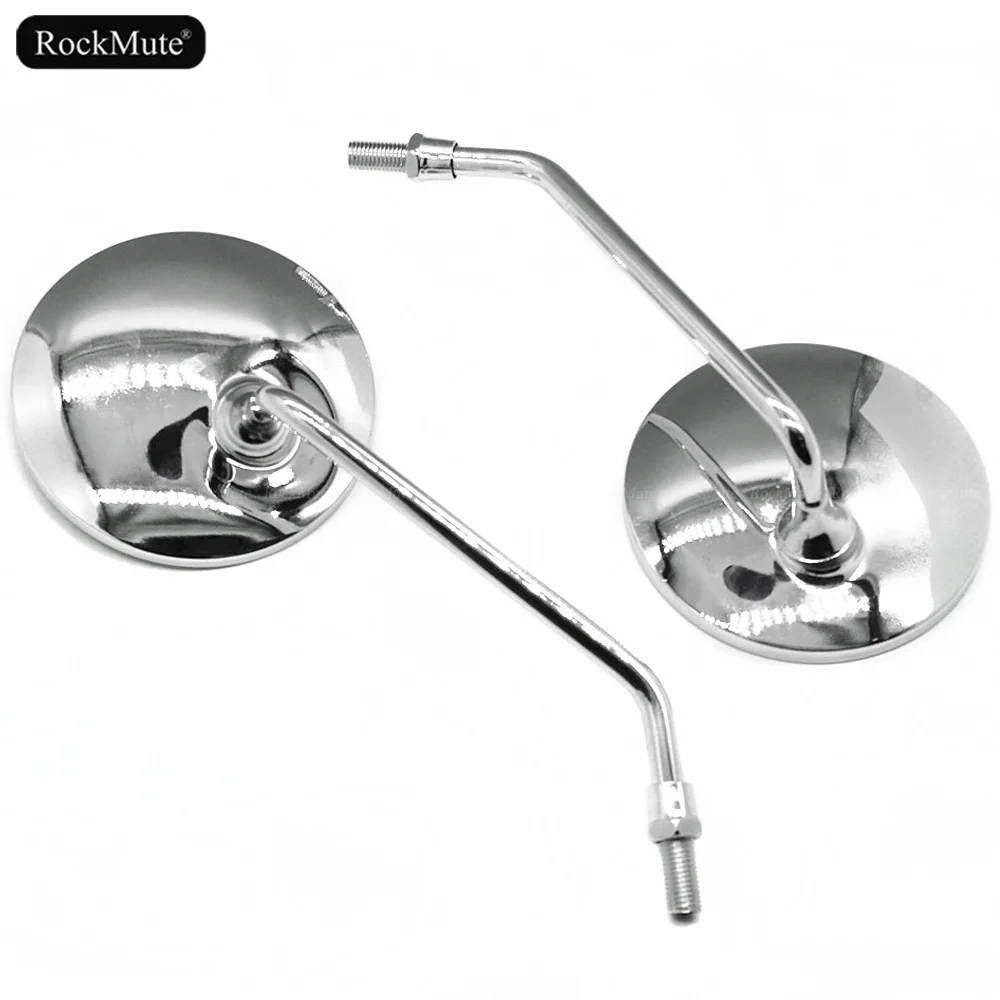 Chrome Round Rearview Side Mirrors M10 Mount For HONDA/YAMAHA/KAWASAKI/SUZUKI/Triumph Universal Motorcycle Retro Bike 10mm