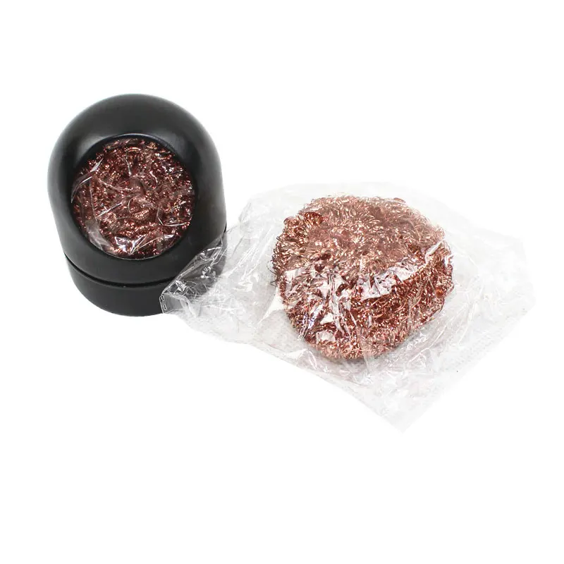 Wire soldering solder iron tip cleaner ball copper steel wool to remove solder tin residue and clean soldering iron tips