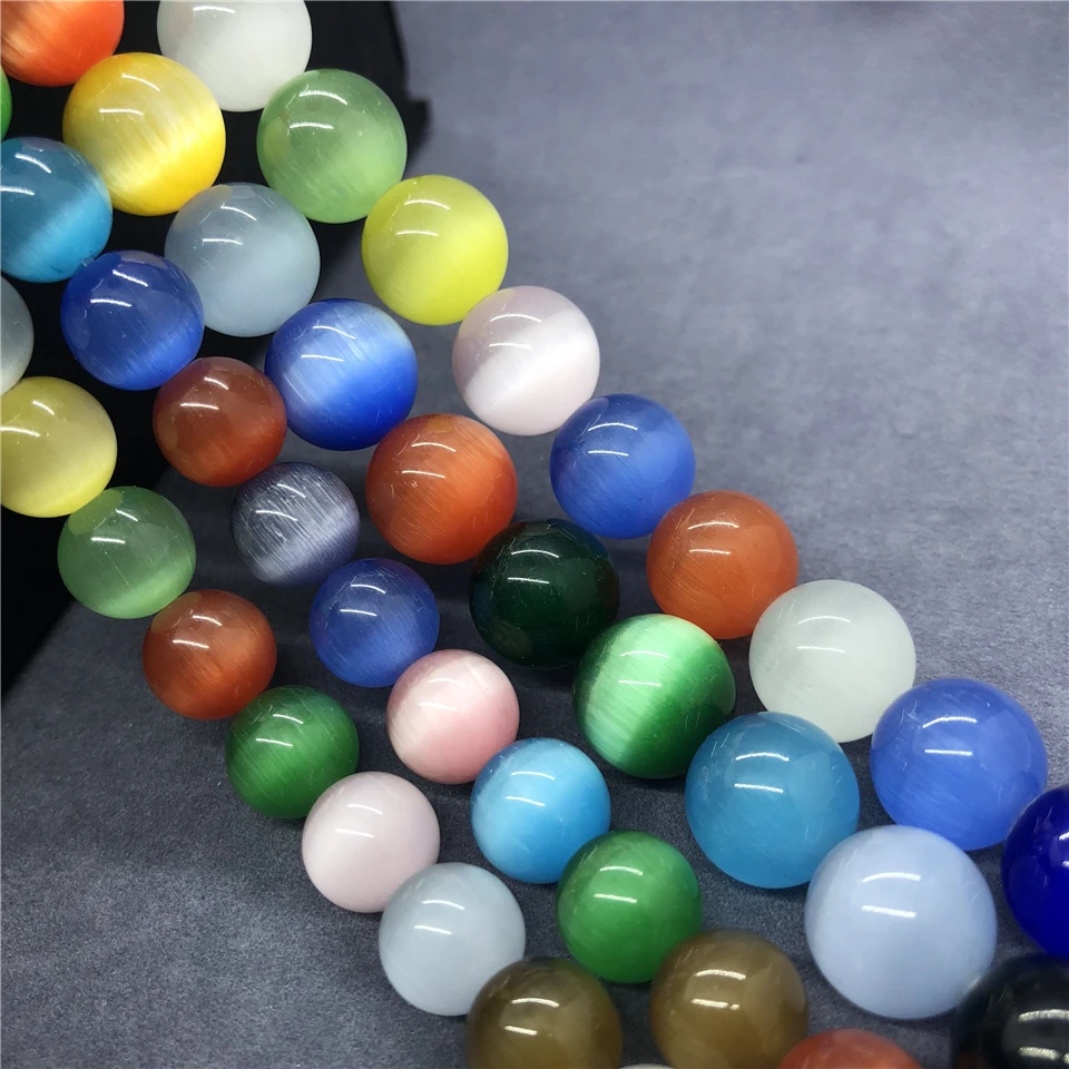 Colorful Cat Eye Beads 4-12mm Round Natural Loose Stone Bead Diy for Bracelet