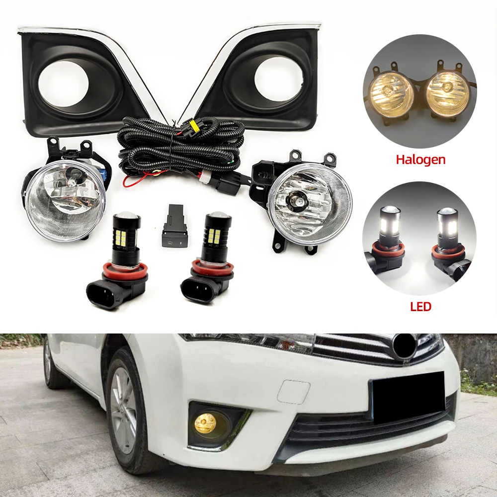 Car Fog Lights For Toyota Corolla 2014 2015 2016 Led Fog Lamp Assembly Fog Light Cover Grill Headlight Foglights Frame Frames