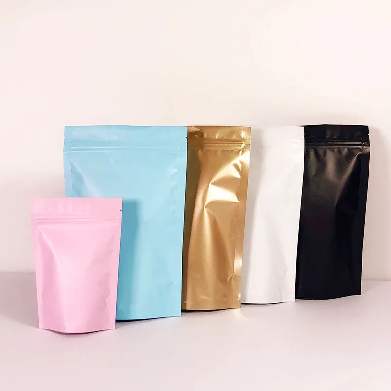 500Pcs/Lot 6 Colors Matte Aluminum Foil Self Sealed Packaging Bag Coffee Bean Biscuit Baking Self Adhesive Frosted Food Bag