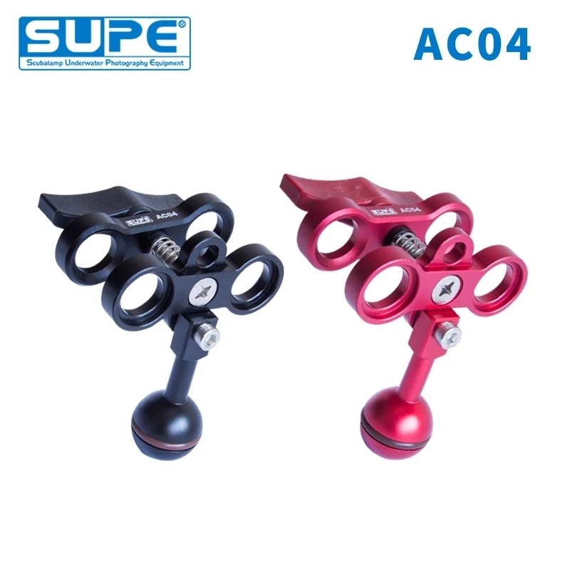 SUPE Scubalamp 2 Holes 3 Holes Swivel Clip Butterfly Clamp Ball Mount Holder Underwater Scuba Diving Accessorries Photography