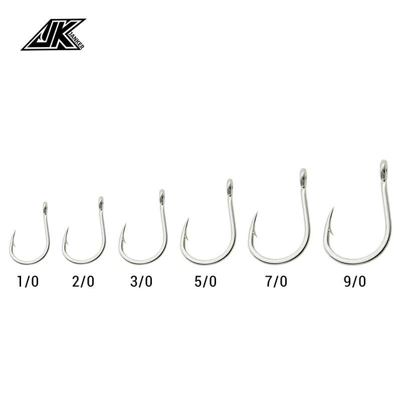 JK 5pack 4X Strong Jig Hook 1/02/03/05/07/09/0 High Carbon Steel Hook Eyes Ringed Fishhook Mustad Deep Ocean Fishing Heavy Cast