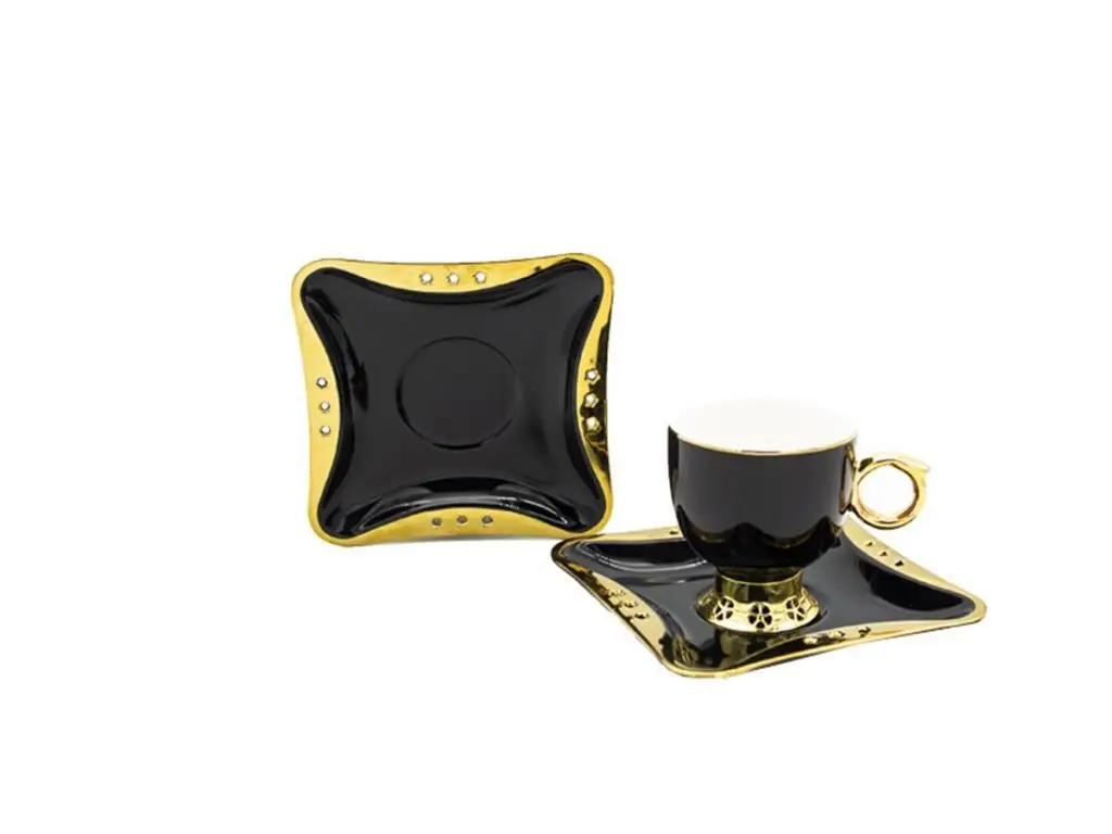 DOLBOVI Symbol 6 Personality Metal Gold Flip Black cup Pad HARLEM-125 mug кружка coffee cup cup