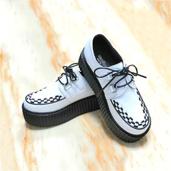 New Genuine Leather Women's Jk Lolita Shoes Platform Round Head Lace Up Japanese Mid Heel Kawaii Anime Harujuku Lolita Shoes