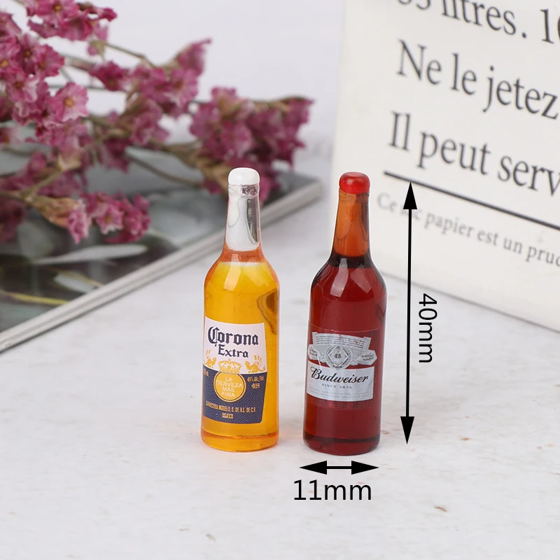 10 Stuks Mini 1/12 Poppenhuis Miniatuur Accessoires Hars Fles Simulatie Wijnfles Drinken Model Speelgoed