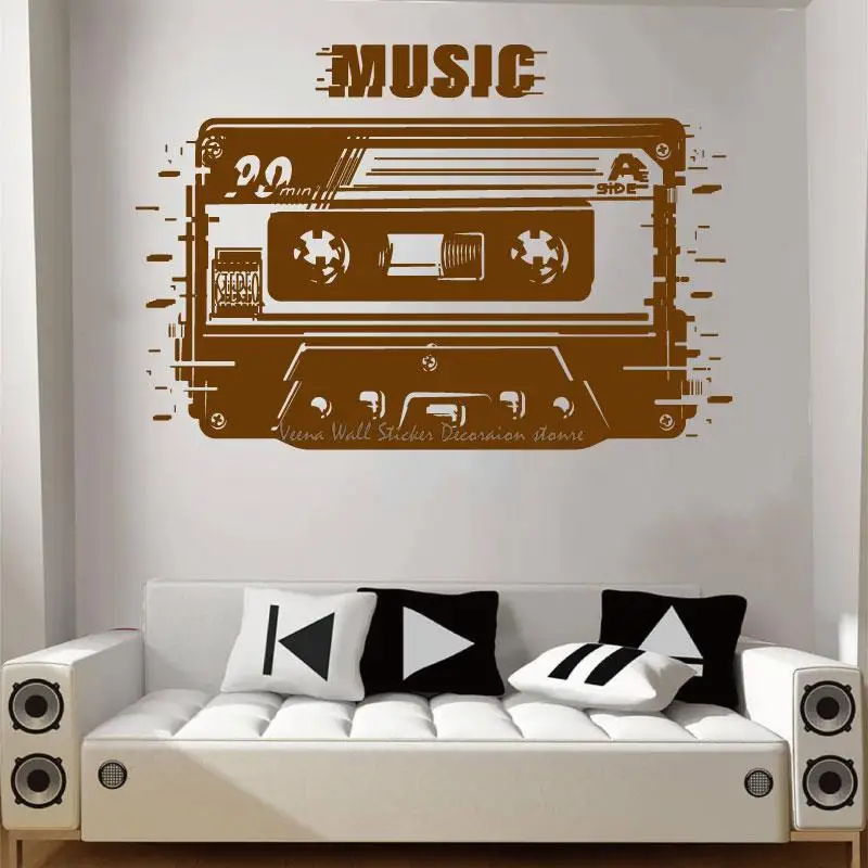 

Music vinyl wall stickers tape cassette recording studio musicians music classroom music hobbies wall doors and windows stickers