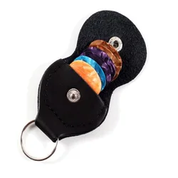 Soporte de púas de guitarra de cuero genuino, hebilla de plectro negra, botones colgantes creativos, funda de llavero de guitarra, accesorios de guitarra, 1pc