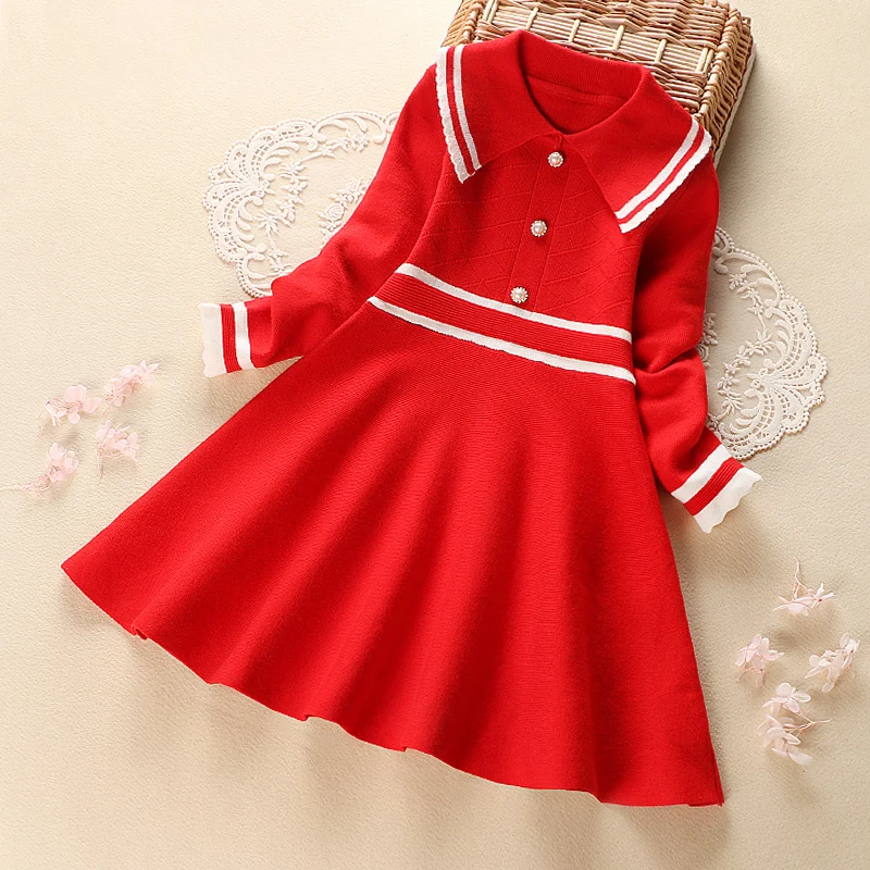 Winter Autumn Girls Knitted Dress New Year Dress Children Clothes  Girls Christmas Dresses for Kids Baby Vestidos 4 6 8 10 Years