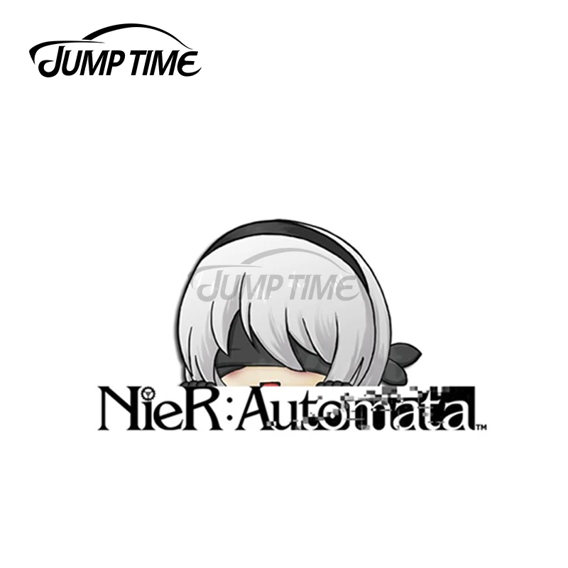 Jump Time 13 x 4.3cm For Nier Automata Chibi 2B Peeker Sticker Anime Personality Creative Stickers Body For Car Vinyl Car Wrap