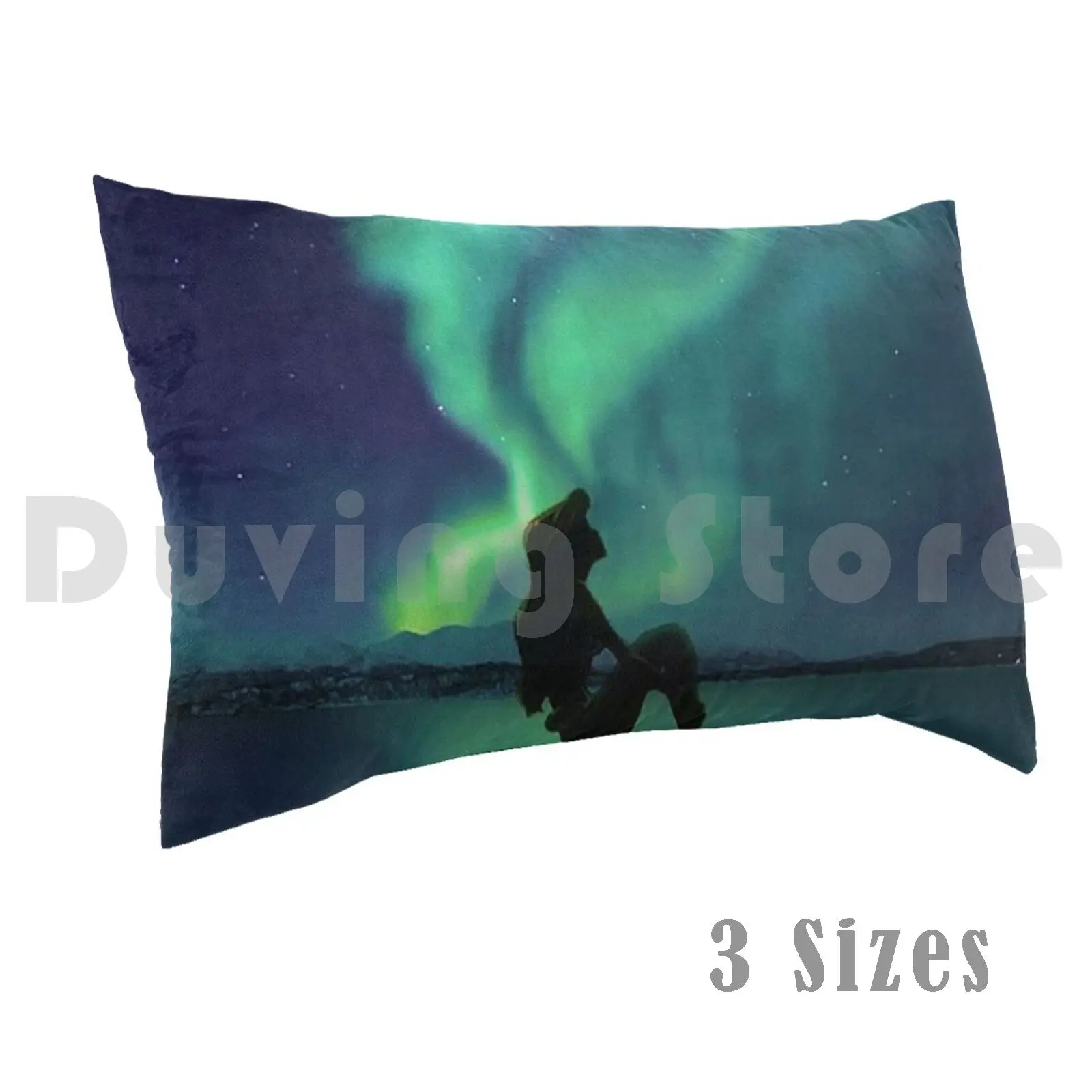 Northern Lights Illustration Pillow Case Printed 50x75 Northern Lights Sea Aurora Nothern Light Polar Polar