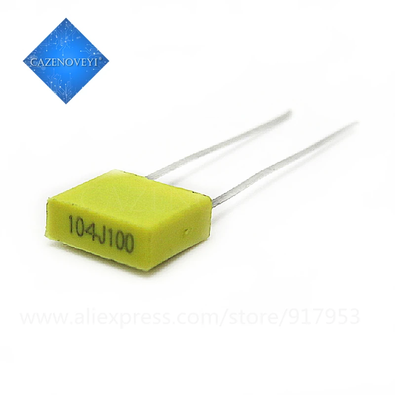 Capacitor de correção de filme plástico de segurança de polipropileno, 100 NJ100, 100V104J, 100NF, 0,1 UF, 100V, 104, 104J, 5mm, Em estoque, 20Pcs Lot