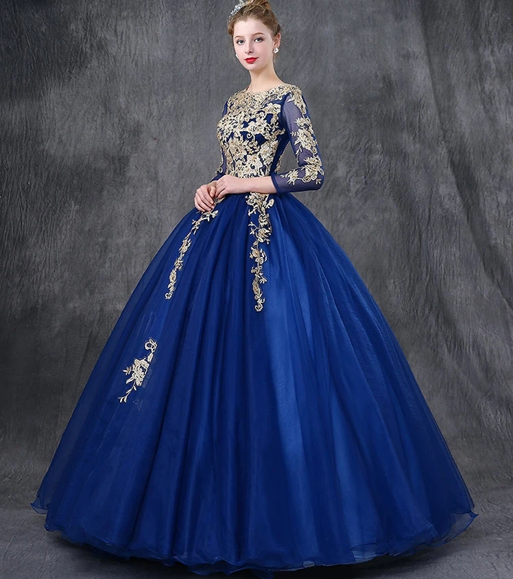 2024 neue lange Ärmel Luxus Spitze Party Vestidos 15 Anos Vintage Festzug Quince anera Kleider 4 Farben Quince anera Kleid