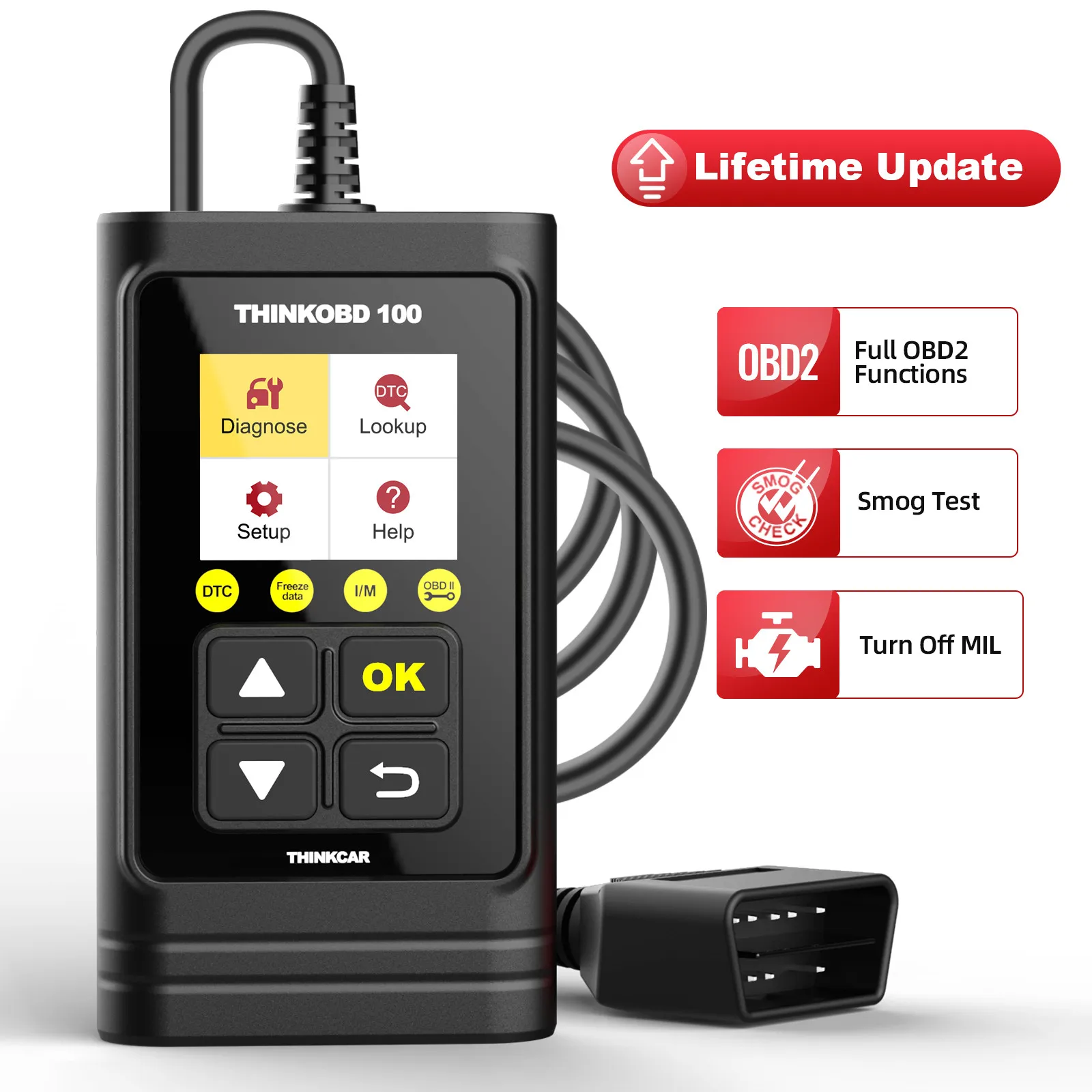 THINKCAR THINKOBD All OBD2 Functions DTC Lookup VIN Live Data Reset Engine Light Car Scanner Diagnostic Tool for O2 Sensor/EVAP