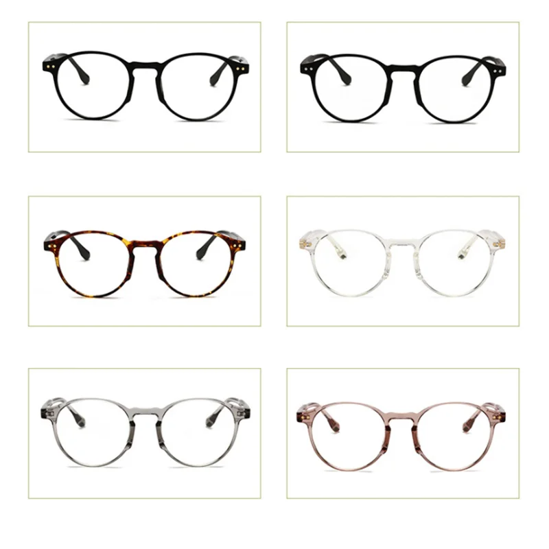 Óculos de rebites de bloqueio de luz azul para homens e mulheres, óculos de visão curta, redondo, prescrição, Leopard Frame, 0,-0,5,-0,75,-1,0