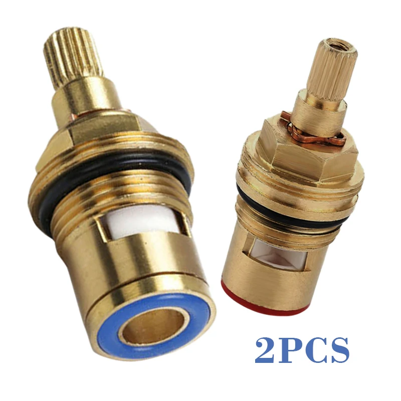 

2x Brass Replacement 1/2" Tap Cartridge Valve Ceramic Disc Gland Quarter Turn 20 Teeth