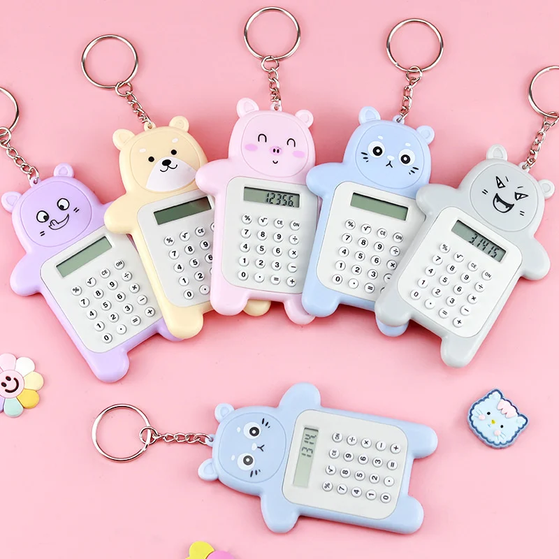 Portable Kawaii Mini Calculator Pocket Size 8 Digits Display Cartoon Mini Ultra-thin Button Cute Calculator School Stationery