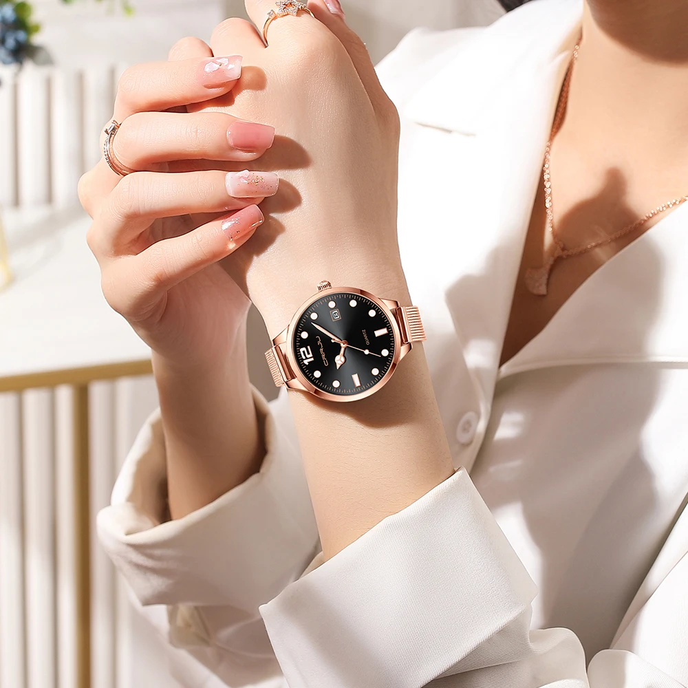CRRJU 2025 Classic Women Quartz Watch Waterproof Stainless Steel Watchstrap Fashion Women Watch Gift Date Clock view 6