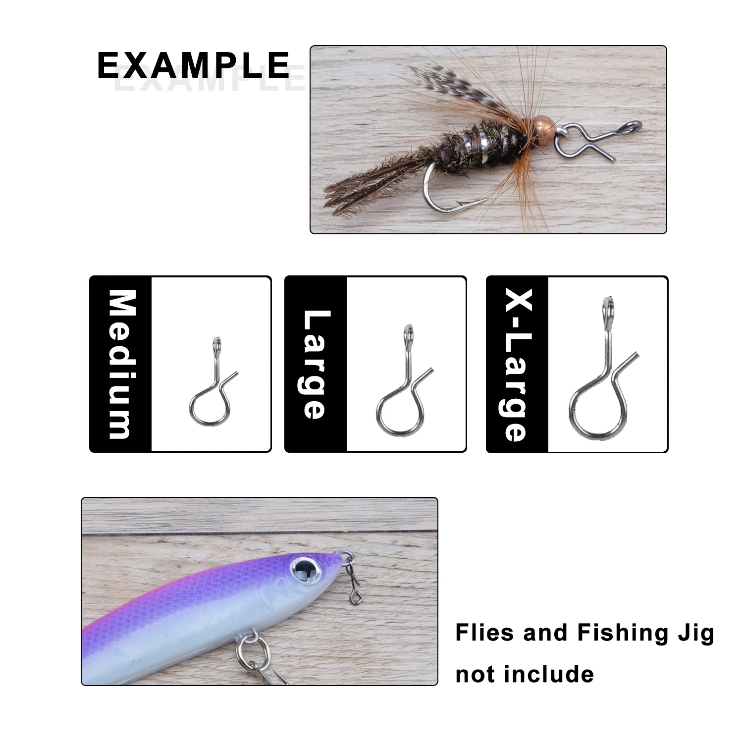 SF Fast-Snap No-Knot Snaps Quick Change Fast Easy Fly Hook Lure Pin Fishing Combo Snaps for Flies Jigs Lures