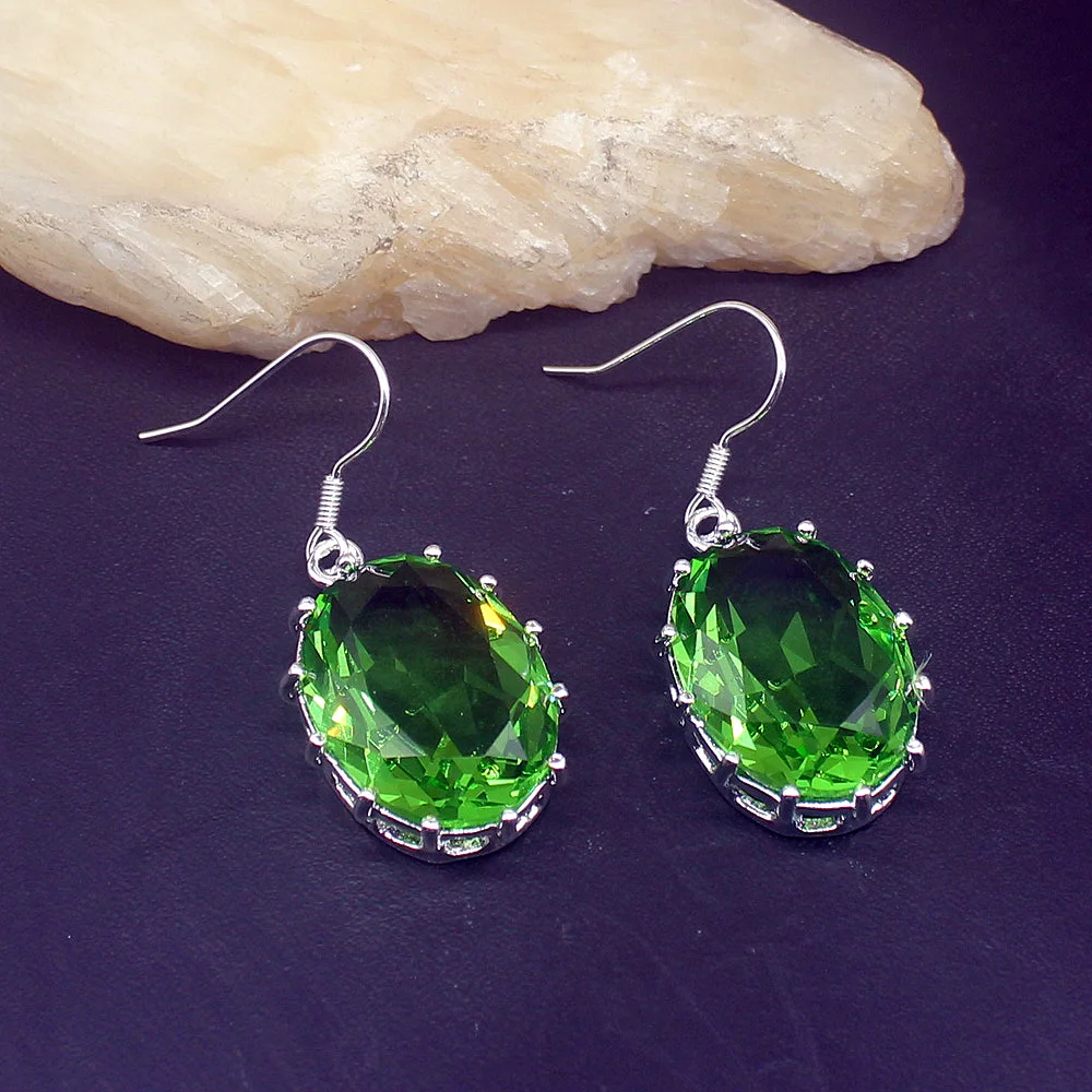 

Wonderful Unique Green Topaz Sunny Genuine 925 Silver Dangle Drop Hook Earrings Jewelry Gifts for Women Girls 20213731