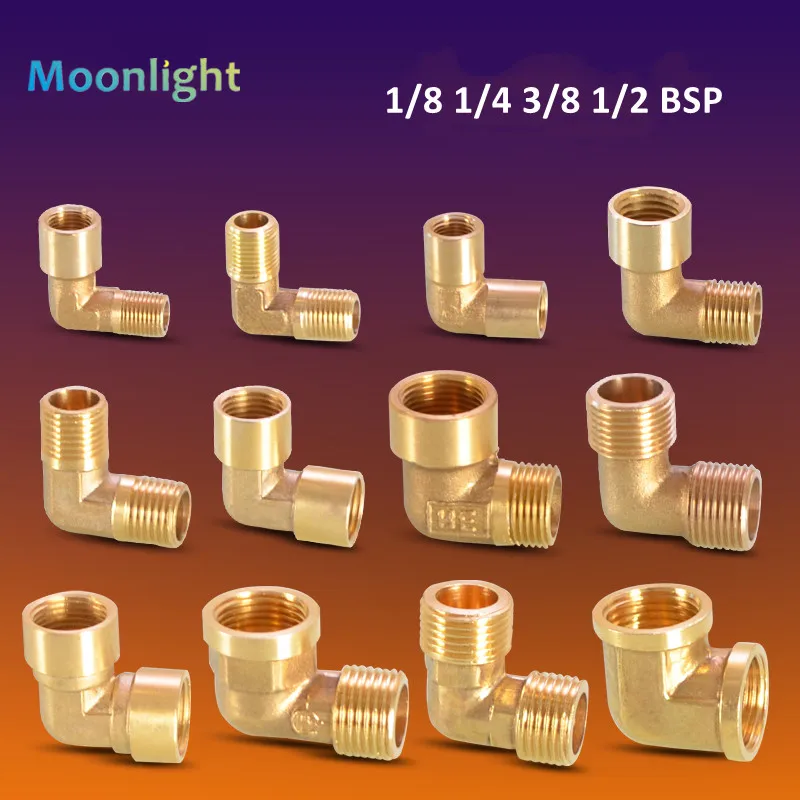 1/8" 1/4" 3/8" 1/2" 3/4" 1" Gwint żeński x męski 90 stopni Mosiężne kolanko Złączka rurowa Łącznik do adaptera miedzianego paliwa wodnego