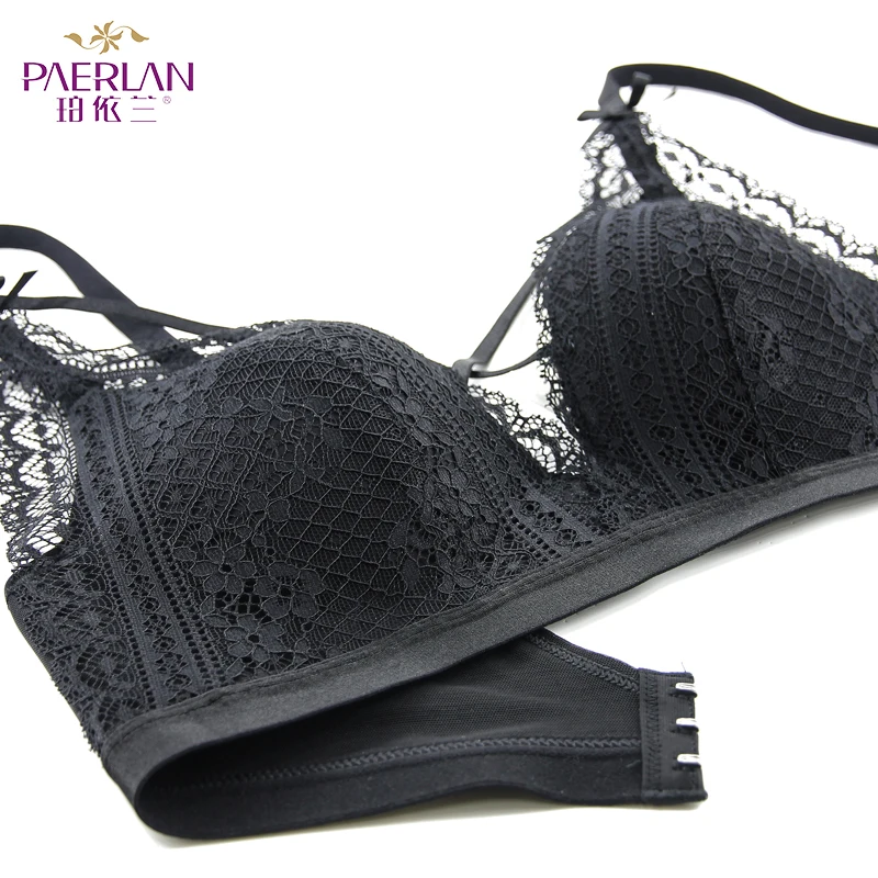 PAERLAN Sexy Cross with lace bra Bra Seamless Wire Free Small Push Push Up Adjust Deep V Underwear Women