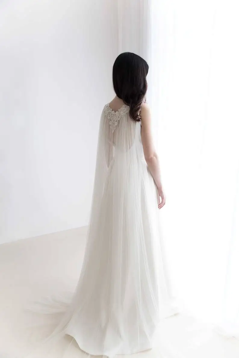 Cape Sluier-Bruiloft Cape-Bridal Cape-Sluier Alternatieve Tulle Cape Sluier-Kant Cape Sluier