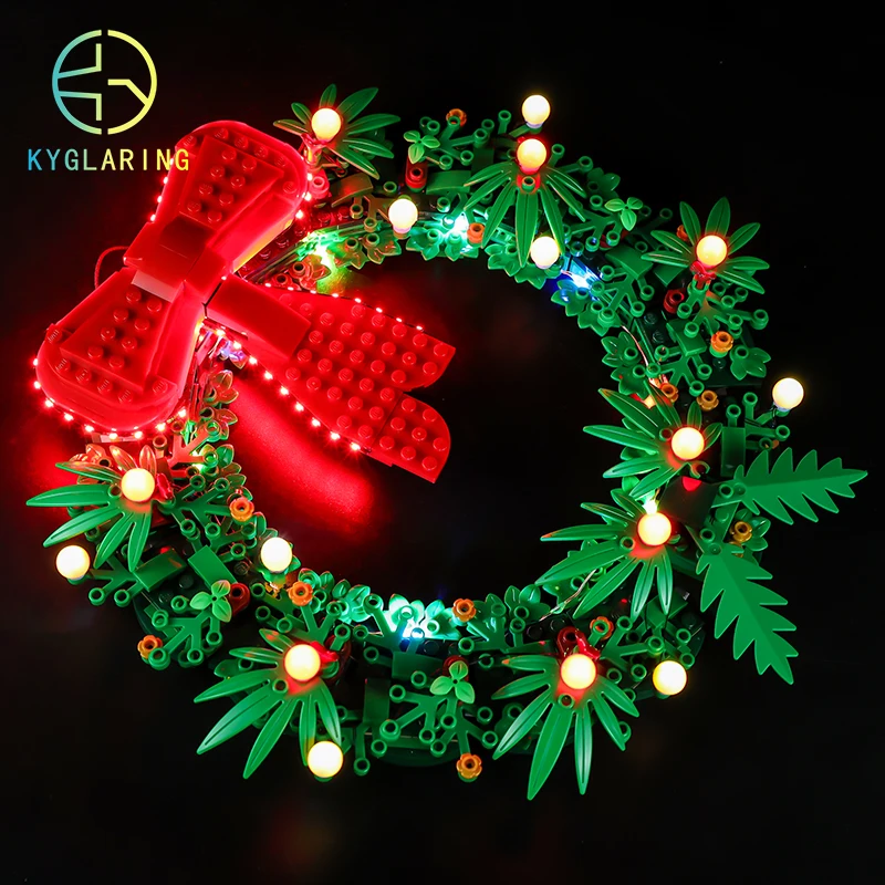 Kyglaring Led Lighting Set DIY Toys for 40426 Christmas Wreath Blocks Building (Only Light Kit Included)