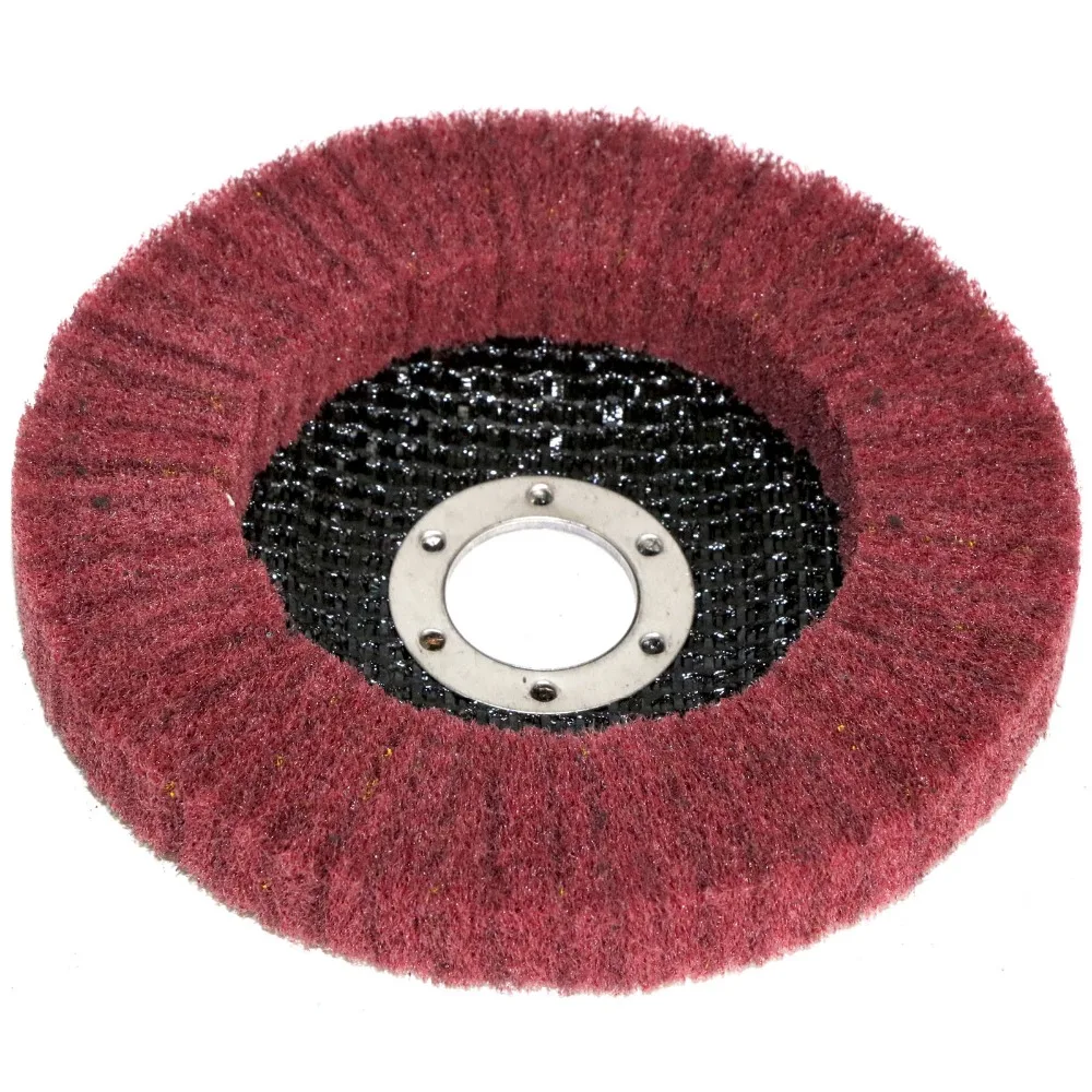 4"/4,5"/125" Nylonfaserklappe Polierscheibe Körnung 180 für Winkelschleifer zum Polieren von Holz und Metall – Detail 4
