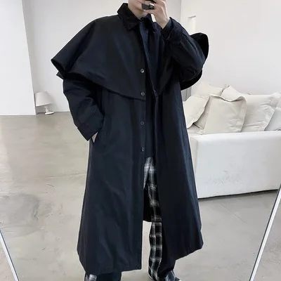 Original designer long-style trench coat personality Cape fashion show fashion fashion fashion coat man