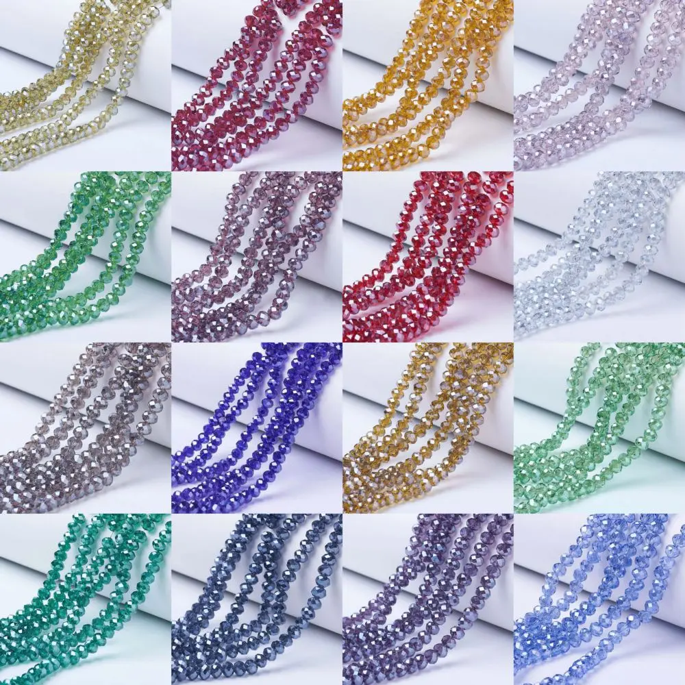 10 Strands Electroplate Glass Beads Strand Pearl Luster Plated Faceted Rondelle DIY Jewelry Making Supplies 4x3mm 6x5mm