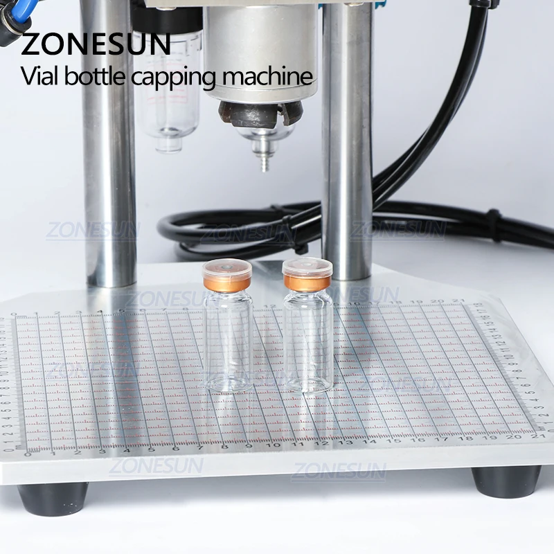 ZONESUN Pneumatic Oral Capping Machine Liquid Penicillin Antibiotic Injectable Bottle Capper Aluminum Plastic Glass Vial Crimper