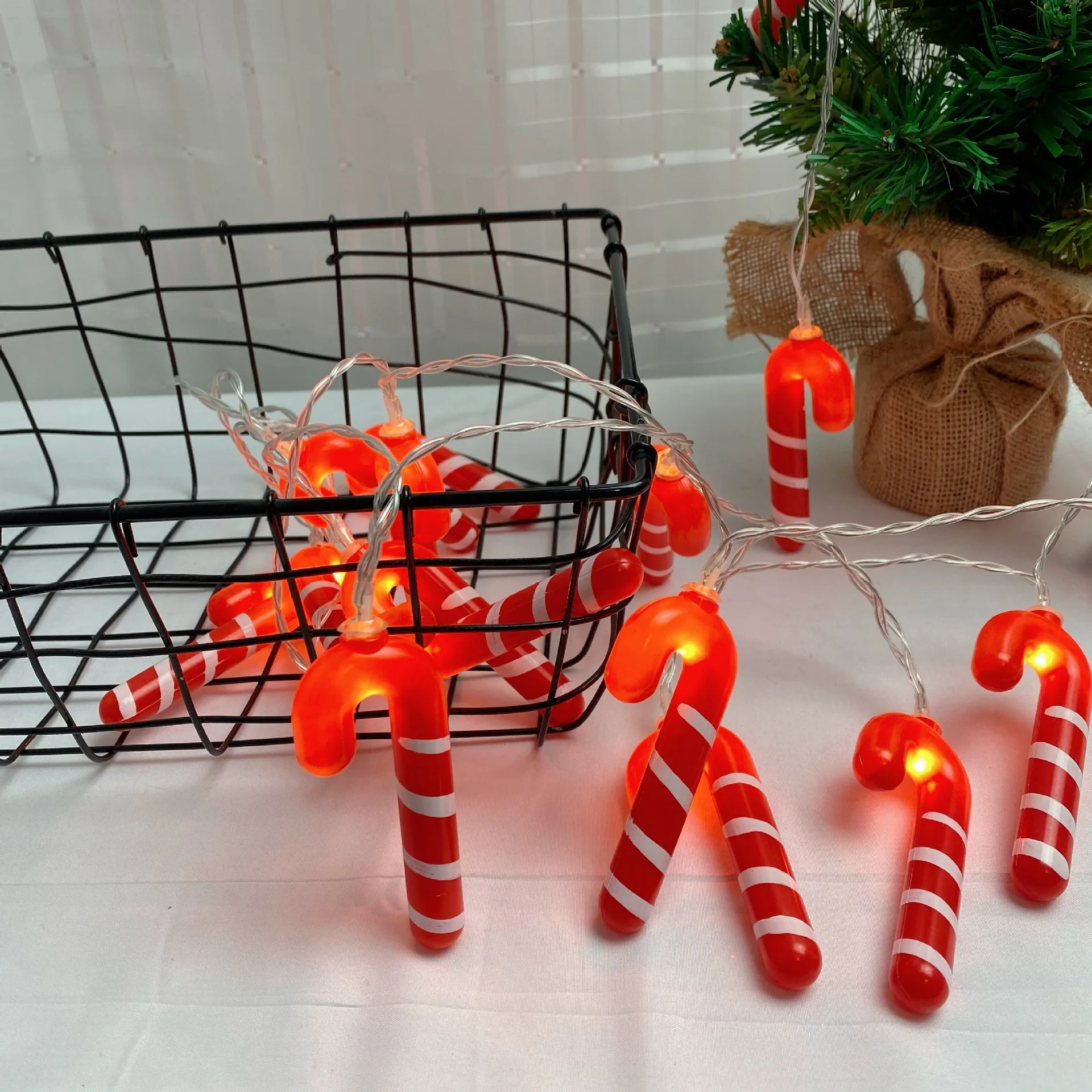 LED Christmas Cane String Light Creative Garland Handle Lamp String USB or Battery Operated for Winter Holiday Wedding Decor