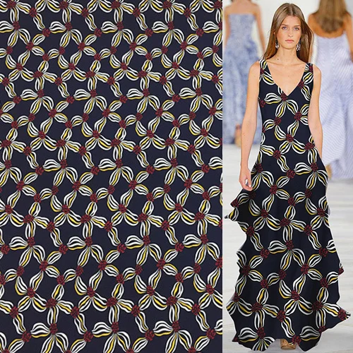 Floral print stretch silk crepe de chine fabric not transparent 19momme,SCDC1073