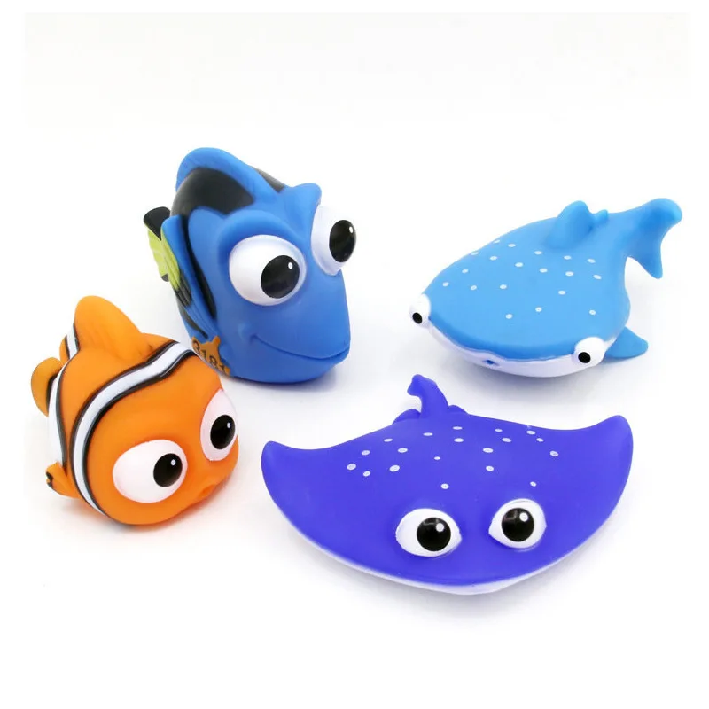 Cute Vinyl Clownfish Shark Devil Fish Nemo Dory Float Spraying Water Squeeze Sea Animals For Baby Kids Bathing Toys