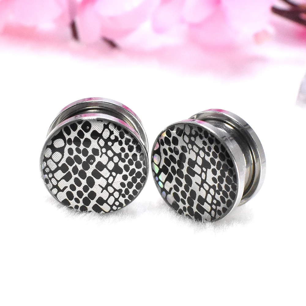 Sexy Tiger Stripes Design Ear Gauges Tunnels and Plug Stainless Steel Ear Expander Studs Stretching Body Piercing Jewelry 6-30mm